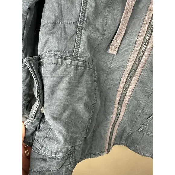 Horny Toad Blue Zip Up Pockets Hooded Lined Army Utility Jacket Size Large - Picture 5 of 7